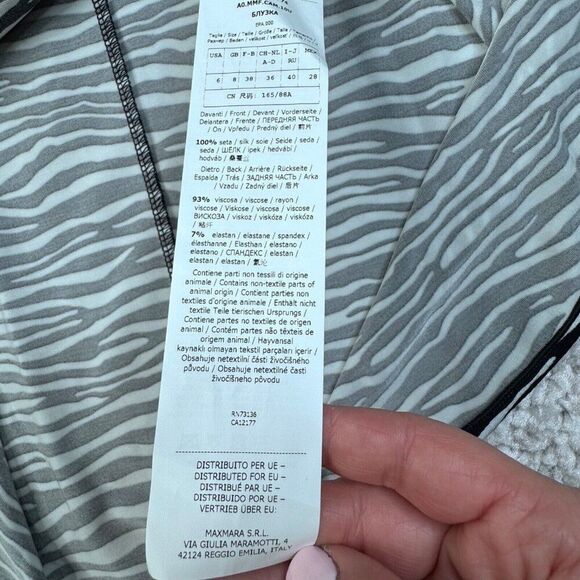 MaxMara Adda Zebra Print Silk Sleeveless Blouse 6 NEW - Picture 7 of 12